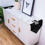 Black and white marble texture Table Runner Place Mats Sharp Angle - LeobonZone