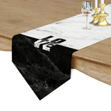 Black and white marble texture Table Runner Place Mats Sharp Angle - LeobonZone