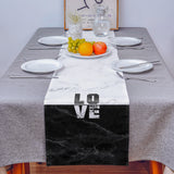 Black and white marble texture Table Runner Place Mats - LeobonZone