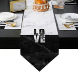 Black and white marble texture Table Flag And Table Mat Suit Sharp angle - LeobonZone