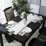 Black and white marble texture Table Flag And Table Mat Suit Sharp angle - LeobonZone