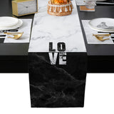 Black and white marble texture Table Flag And Table Mat Suit - LeobonZone