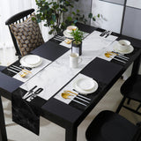 Black and white marble texture Table Flag And Table Mat Suit