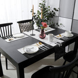 Black and white marble texture Table Flag And Table Mat Suit - LeobonZone