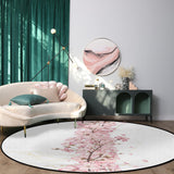 Pink Cherry marble texture Circular Felt Rugs - LeobonZone