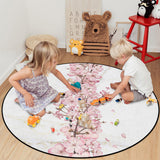 Pink Cherry marble texture Circular Sponge Rugs