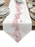 Pink Cherry marble texture Table Runner Place Mats Sharp Angle - LeobonZone
