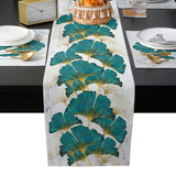 Ginkgo leaf marble texture Table Flag And Table Mat Suit - LeobonZone