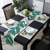 Ginkgo leaf marble texture Table Flag And Table Mat Suit