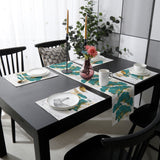 Ginkgo leaf marble texture Table Flag And Table Mat Suit - LeobonZone