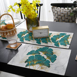 Ginkgo leaf marble texture Table Flag And Table Mat Suit - LeobonZone