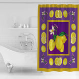 Lemon fruit summer purple DURABLE SHOWER CURTAIN