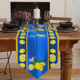 Lemon fruit summer blue Sharp Angle Table Runner Place Mats - LeobonZone