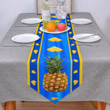 Pineapple fruit summer blue Sharp Angle Table Runner Place Mats - LeobonZone