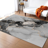 Black Watercolor Gradient Marble Texture Right Angle Felt Rugs - LeobonZone