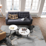 Black Watercolor Gradient Marble Texture Right Angle Felt Rugs - LeobonZone