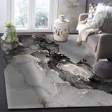 Black Watercolor Gradient Marble Texture Right Angle Felt Rugs - LeobonZone