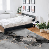 Black Watercolor Gradient Marble Texture Right Angle Felt Rugs - LeobonZone