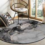Black Watercolor Gradient Marble Texture Circular Felt Rugs - LeobonZone