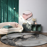 Black Watercolor Gradient Marble Texture Circular Felt Rugs - LeobonZone