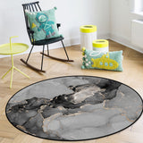 Black Watercolor Gradient Marble Texture Circular Felt Rugs - LeobonZone