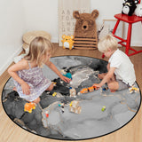 Black Watercolor Gradient Marble Texture Circular Felt Rugs - LeobonZone