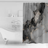 Black Watercolor Gradient Marble Waterproof Shower Curtain