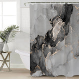 Black Watercolor Gradient Marble Texture Waterproof Durable Shower Curtain - LeobonZone