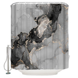 Black Watercolor Gradient Marble Texture Waterproof Durable Shower Curtain - LeobonZone