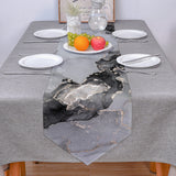 Black Watercolor Gradient Marble Texture Table Runner Place Mats Sharp Angle - LeobonZone
