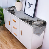 Black Watercolor Gradient Marble Texture Table Runner Place Mats Sharp Angle - LeobonZone
