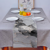 Black Watercolor Gradient Marble Texture Table Runner Place Mats - LeobonZone