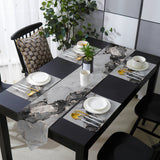 Black Watercolor Gradient Marble Texture Table Flag And Table Mat Suit Sharp angle - LeobonZone