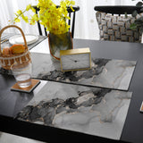 Black Watercolor Gradient Marble Texture Table Flag And Table Mat Suit - LeobonZone