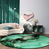 Green Marble Texture in Phnom Penh Circular Felt Rugs - LeobonZone