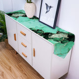 Green Marble Texture in Phnom Penh Table Runner Place Mats Sharp Angle - LeobonZone