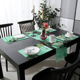 Green Marble Texture in Phnom Penh Table Flag And Table Mat Suit - LeobonZone