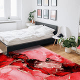 Red Marble Texture in Phnom Penh Right Angle Felt Rugs - LeobonZone