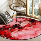Red Marble Texture in Phnom Penh Circular Felt Rugs - LeobonZone