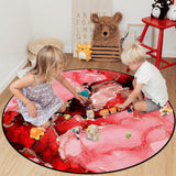 Red Marble Texture in Phnom Penh Circular Felt Rugs - LeobonZone