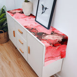 Red Marble Texture in Phnom Penh Table Runner Place Mats - LeobonZone
