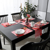 Red Marble Texture in Phnom Penh Table Flag And Table Mat Suit - LeobonZone