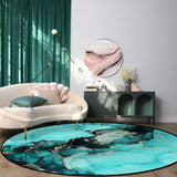 Deep Green Marble Texture in Phnom Penh Circular Felt Rugs - LeobonZone
