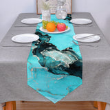 Deep Green Marble Texture in Phnom Penh Table Runner Place Mats Sharp Angle - LeobonZone