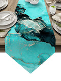 Deep Green Marble Texture in Phnom Penh Table Runner Place Mats Sharp Angle - LeobonZone
