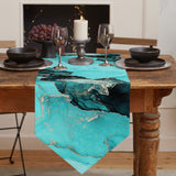 Deep Green Marble Texture in Phnom Penh Table Runner Place Mats Sharp Angle - LeobonZone