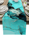 Deep Green Marble Texture in Phnom Penh Table Runner Place Mats - LeobonZone