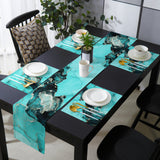 Deep Green Marble Texture in Phnom Penh Table Flag And Table Mat Suit - LeobonZone