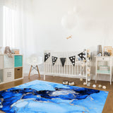 Blue Marble Texture in Phnom Penh Right Angle Felt Rugs - LeobonZone