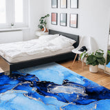Blue Marble Texture in Phnom Penh Right Angle Felt Rugs - LeobonZone